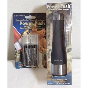 Centrios Power Push Automatic Wine Opener w/ 2 Replacement Cartridges New